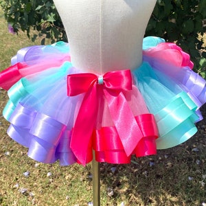 Pink,Aqua and Lavender Ribbon Trimmed Tutu, Ribbon Trimmed Tutu