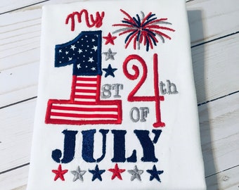 My First 4th of July Embroidered Shirt: Patriotic Baby Outfit