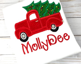 Embroidered Christmas Truck Shirt: Personalized Holiday Tee