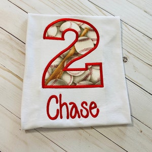 2nd Birthday Baseball Shirt, Number Two Birthday Shirt, Personalized Baseball Shirt, Numbers 1-6 Birthday Shirt