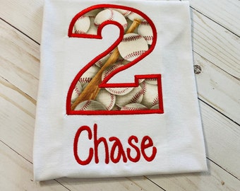 2nd Birthday Baseball Shirt, Number Two Birthday Shirt, Personalized Baseball Shirt, Numbers 1-6 Birthday Shirt