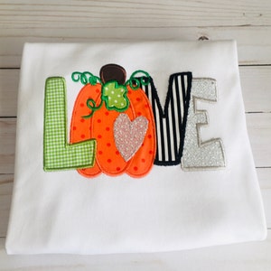 Embroidered Love Pumpkin Shirt, Fall Pumpkin Shirt, Thanksgiving Love Shirt, Pumpkin Love Shirt