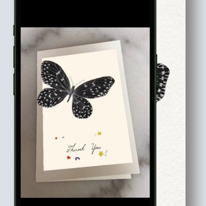 eCard - Tarjeta de felicitación interactiva con mariposa negra en realidad aumentada / Tarjeta de agradecimiento para dispositivos móviles / Descarga instantánea / Agradecimiento digital
