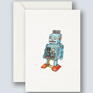 Vintage Toys Greeting Cards | Robot Card | Fine Art Cards | Cards for Kids