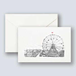 Coney Island Wonder Wheel Postcard | The Wonder of it All | Pencil Sketch | Brooklyn Landmark Postcard