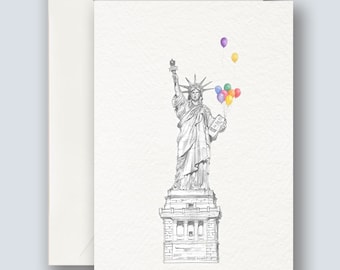 Statue of Liberty NYC Greeting Card | Hand Drawing | Famous New York Monument | I Heart NY