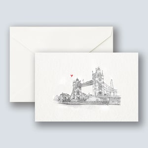 London Tower Bridge Notecards | Hand-Drawn Cards | United Kingdom Landmark | Anglophile