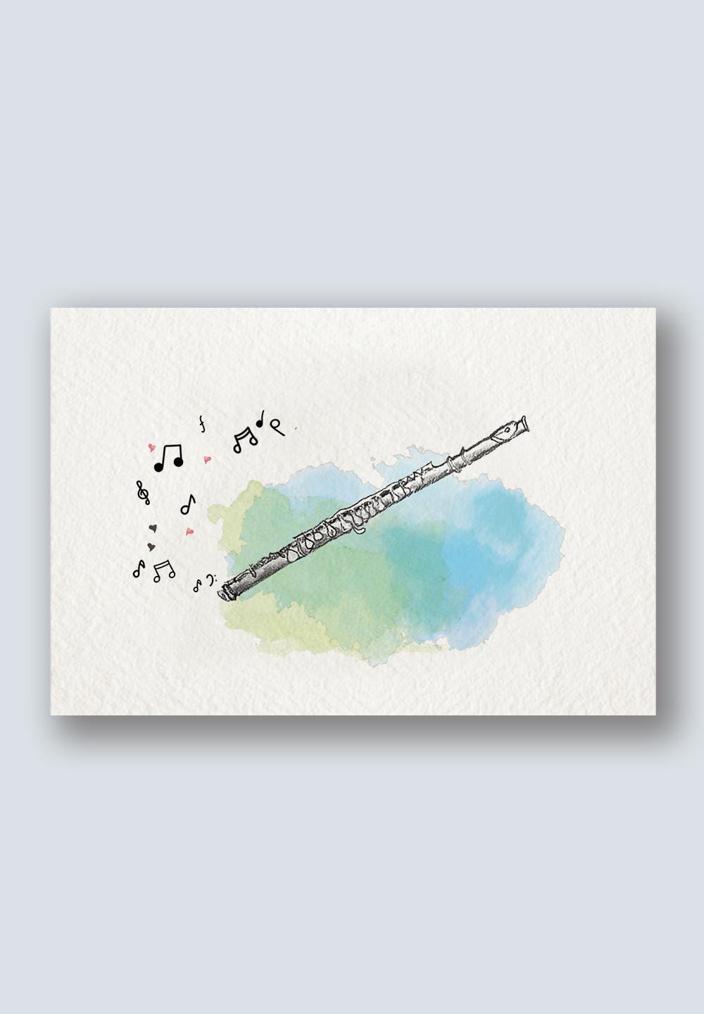 Tinkle Instrument Twinkle Tune - Flute Card - Instrument Greeting Card - Etsy