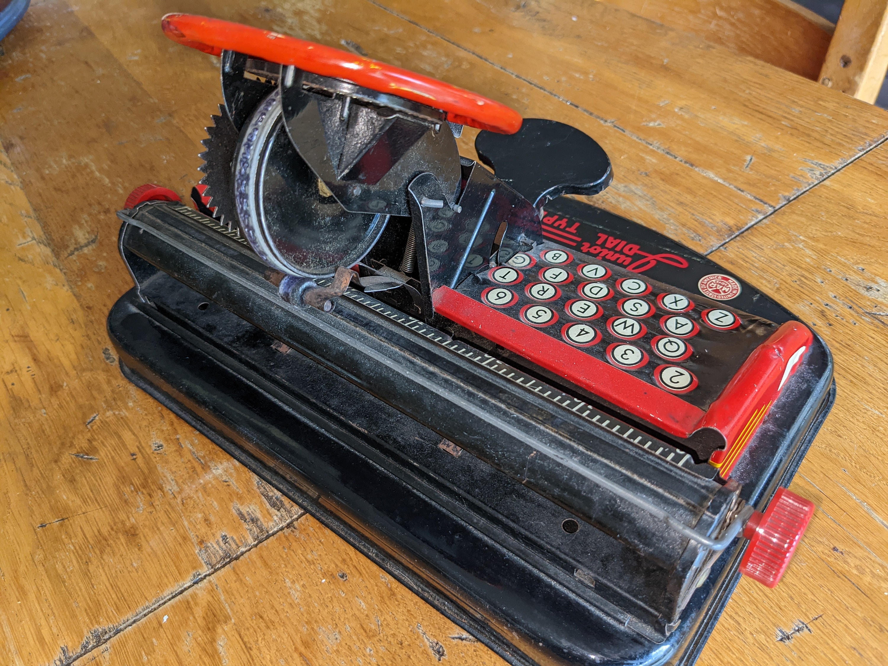Vintage Metal Litho Toy Junior DIAL Typewriter by Marx & Co