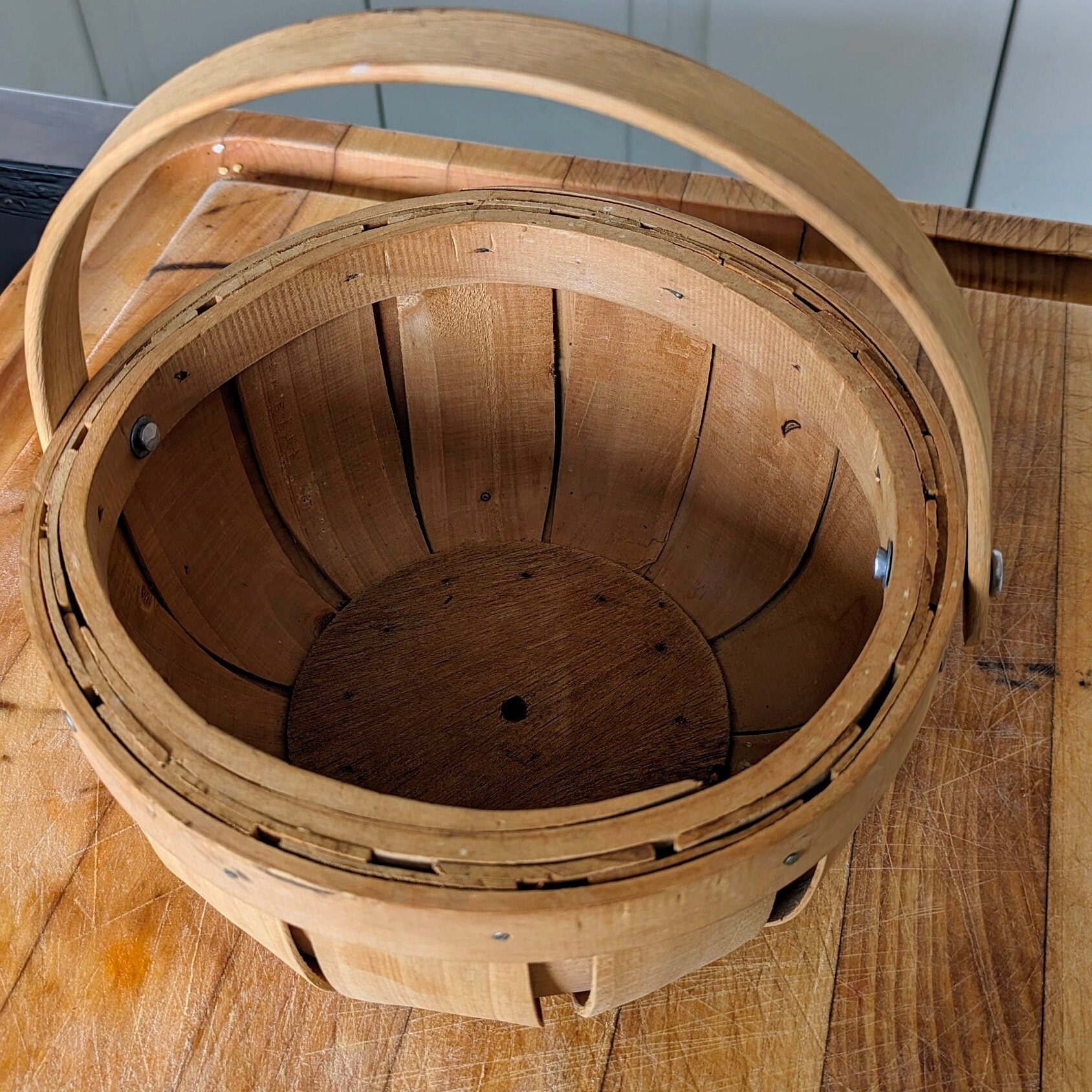 定番の中古商品 Rustic Vintage Nailed Wood Basket - Etsy その他
