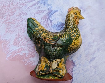 Wyandotte 50s toy tin litho wind-up cackling chicken