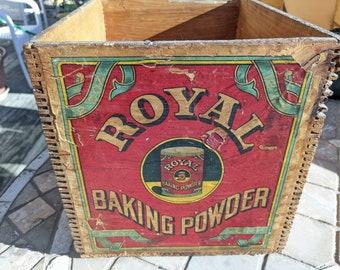 Large vintage  Royal Baking Powder wood advertising box with dovetailed edges