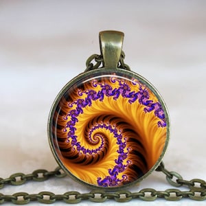 Fibonacci Spiral Fractal Pendant: Sacred Geometry Necklace