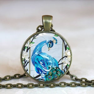 Blue Peacock Bird Pendant