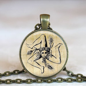 Trinacria Pendant Necklace: Occult Magick Jewelry, 18&quot; Chain