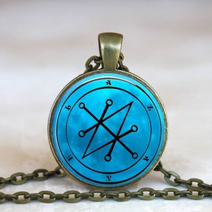 Azazel Satanic Occult Seal Sigil Necklace, Azazel Witchcraft Demon Occult Ritual Pendant, Witchcraft Satanic Occult Ritual Seal Necklace