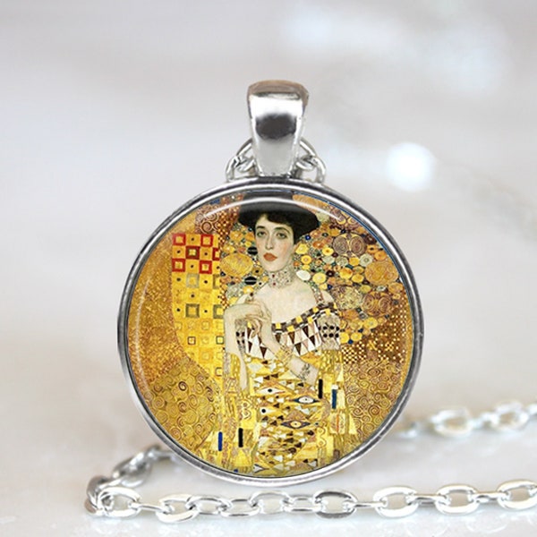 Klimt Portrait of Adele Bloch-Bauer art pendant, Klimt necklace, Klimt pendant, Klimt jewelry, Portrait of Adele Bloch-Bauer Pendant