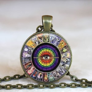 Tarot Card Deck Pendant Necklace: Crystal Dome Charm