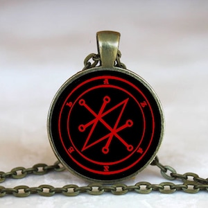 Azazel Satanic Occult Seal Sigil Necklace, Azazel Witchcraft Demon Occult Ritual Pendant, Witchcraft Satanic Occult Ritual Seal