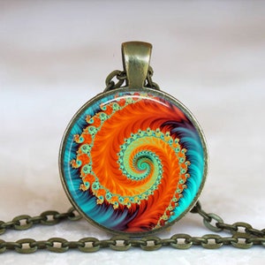 Fibonacci Spiral Fractal Pendant: Sacred Geometry Necklace