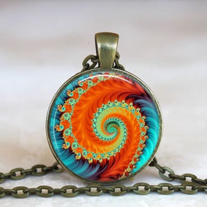 Fibonacci Spiral Fractal Sacred Geometry Necklace, Fibonacci Spiral Fractal Sacred Geometry Jewelry, Fibonacci Spiral Fractal Pendant