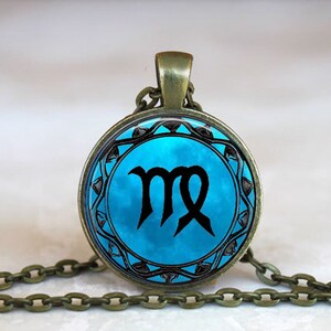 Virgo Zodiac Symbol Pendant: Astrology Necklace, Birthday Gift
