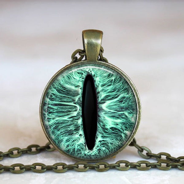 Emerald Green Dragon Eye necklace, Dragon Eye pendant Dragon jewelry dragon necklace Blue Dragon eyeball pendant key chain key ring key fob