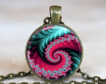 Fibonacci Spiral Fractal Sacred Geometry Necklace, Fibonacci Spiral Fractal Sacred Geometry Jewelry, Fibonacci Spiral Fractal Pendant