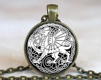 Celtic Dragon necklace, Dragon jewelry, dragon pendant Celtic jewelry, Celtic pendant Dragon jewellery key chain key ring key fob keychain