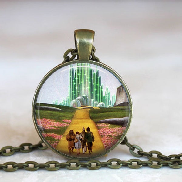 Yellow Brick Road pendant, Wizard of Oz necklace, Oz jewelry, Emerald City pendant, Oz pendant, Oz keychain key chain