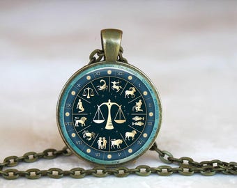 Libra Zodiac Pendant: Astrology Necklace or Keychain