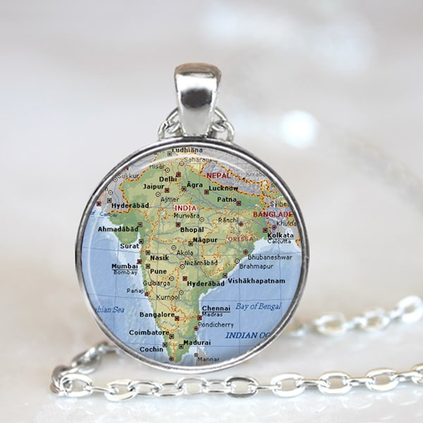 India Map Pendant, India Map Necklace, India Map Jewelry, India Map Key Chain (000)