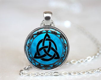 Blue Moon Celtic Triquetra Necklace – Free Gift Box Included