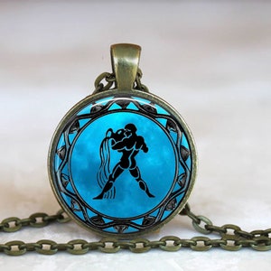 Aquarius   Zodiac Pendant, Aquarius pendant Zodiac necklace Aquarius Zodiac jewelry astrology birthday gift key chain (000)
