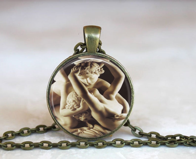 Cupid and Psyche Pendant, Cupid and Psyche Necklace, Cupid and Psyche Jewelry, Cupid and Psyche Key Chain image 1