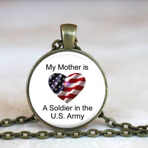 Army Mother Pendant Necklace: Bronze or Silver Charm