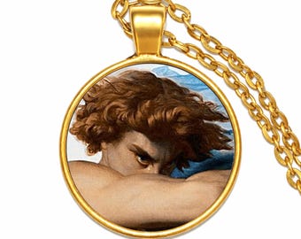 Fallen Angel Pendant Necklace • Alexandre Cabanel Lucifer Art Medal • Dark Academia Jewelry