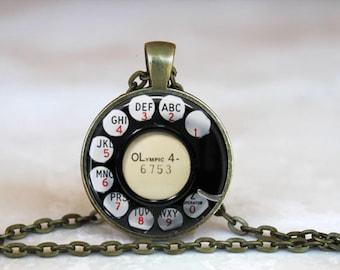 Vintage roterande telefonhalsband Retro telefonhänge