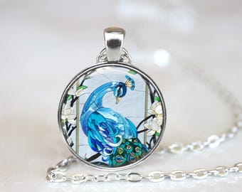 Blue Peacock Bird Pendant