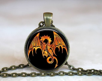 Retro Fire Dragon Necklace Pendant Jewelry Sweater Chain Enamel inlay Crystal Retro Fire Dragon Necklace Pendant Jewelry Sweater Chain Enamel inlay Crystal