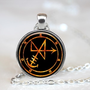 Abaddon satanisch zegel sigil hanger ketting, hekserij rituele sieraden