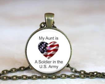 Army Aunt Pendant Necklace: Military Family Jewelry Gift