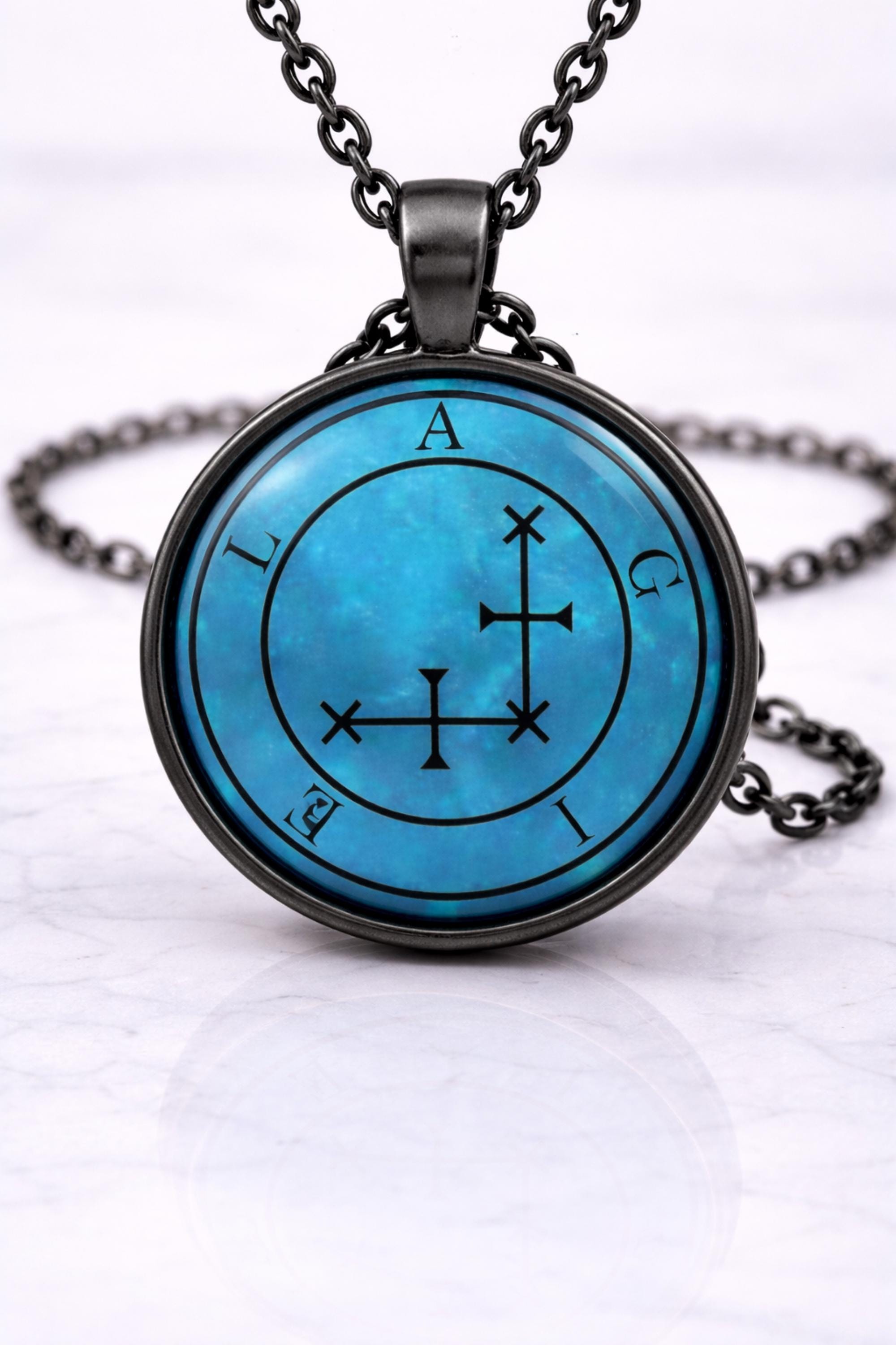 AGIEL Sigil Pendant – Turquoise Occult Talisman Necklace - Etsy