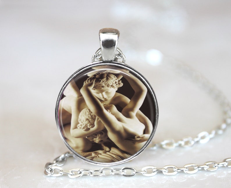 Cupid and Psyche Pendant, Cupid and Psyche Necklace, Cupid and Psyche Jewelry, Cupid and Psyche Key Chain image 2