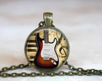 Electric Guitar Pendant, Electric Guitar Necklace, Music Jewelry, Guitar necklace, Guitar Key Chain