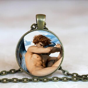 Fallen Angel Necklace, Alexandre Cabanel Art Glass Pendant, French Academicism Jewelry image 2