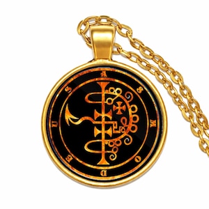 Asmodeus Necklace – Witchcraft Pagan Sigil Pendant Jewelry, Occult Amulet Gift