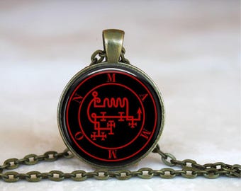 Mammon Sigil-hanger, Wealth-talismanketting, gotische glazen koepelsieraden