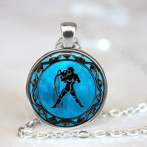 Aquarius   Zodiac Pendant, Aquarius pendant Zodiac necklace Aquarius Zodiac jewelry astrology birthday gift key chain