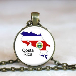 Costa Rica Map Pendant Necklace: Travel Jewelry Gift